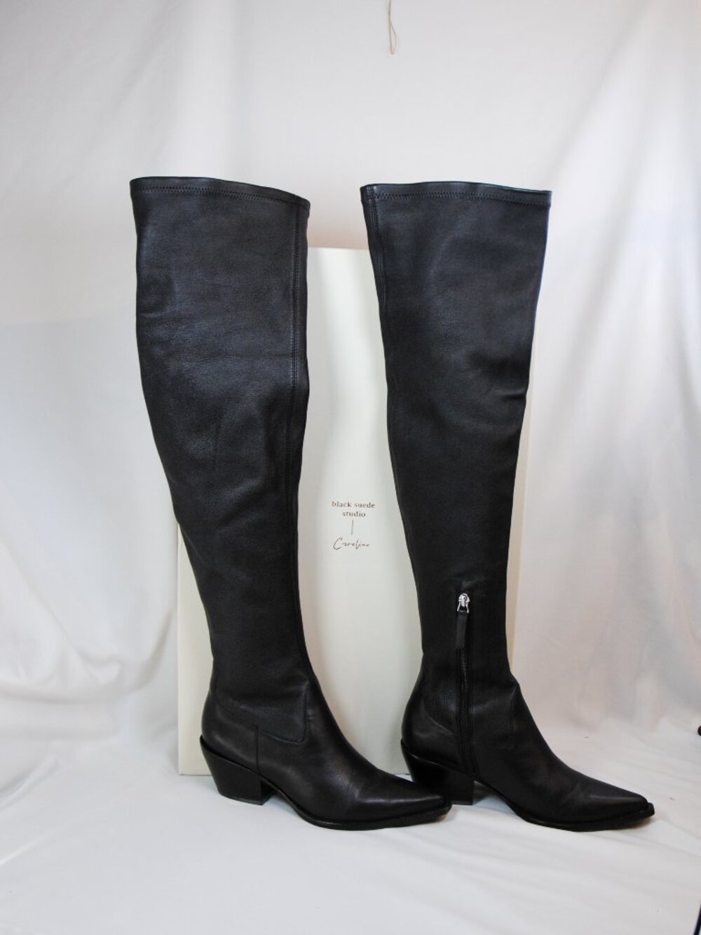 Black Suede Studio by Caroline Black Stretch Leather boots size 37.5